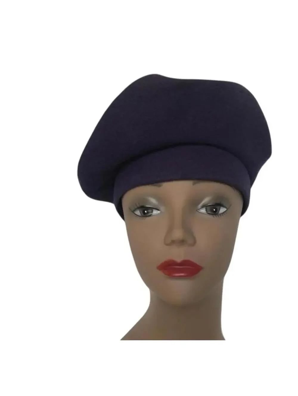 Vintage 1940s Wool Beret - New York Creations - Navy Blue Purple
